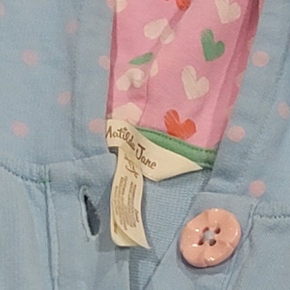 Matilda Jane hooded cardigan coat jacket Size 12 blue polka dots - Picture 5 of 5